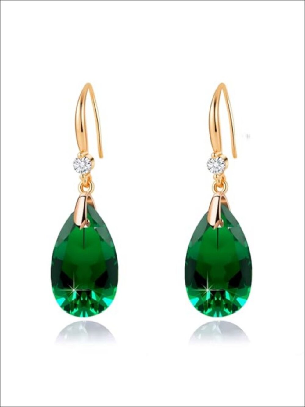 Austrian Crystal Teardrop Dangle Drop Earrings 14K Gold Plated Hook
